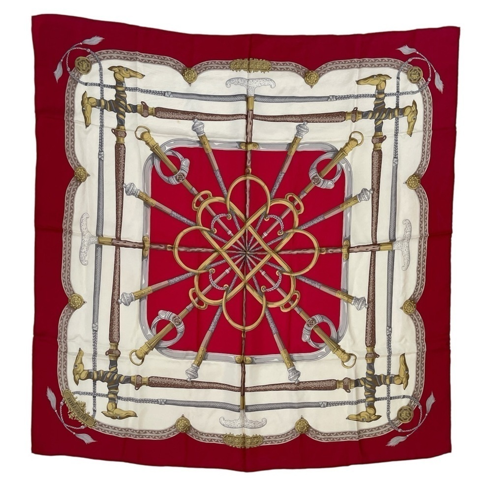 Trussardi Silk Scarf Elegant Red and Gold Scarf - Picture 17 of 17